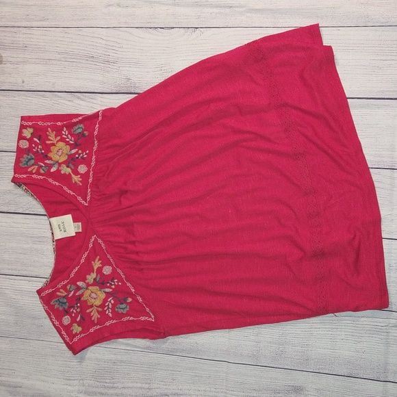 Knox Rose bohemian floral embroidered red top size small - Picture 1 of 8
